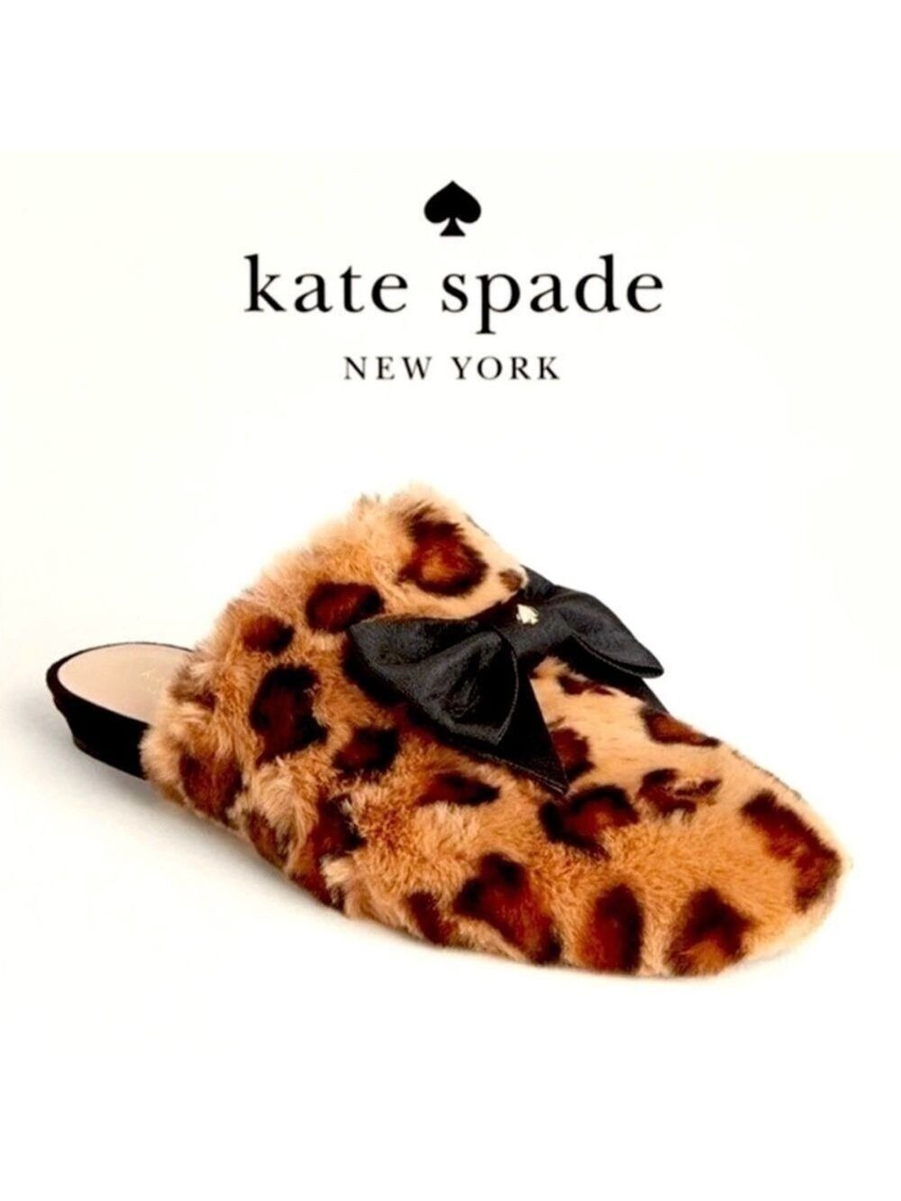 Kate Spade Leopard Faux Fur Slippers Animal Print Size 7